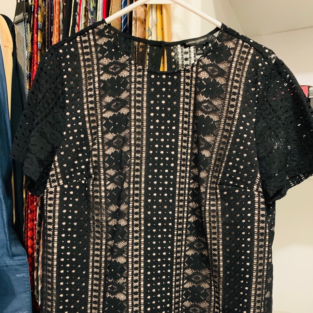 Black, short sleeve netting shirt